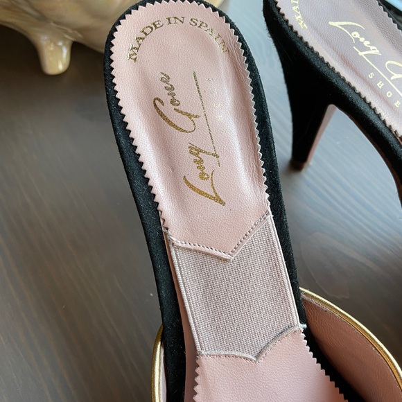 1950s style springolators by Long Gone Shoes black velvet size 38 slide heels - Picture 4 of 6